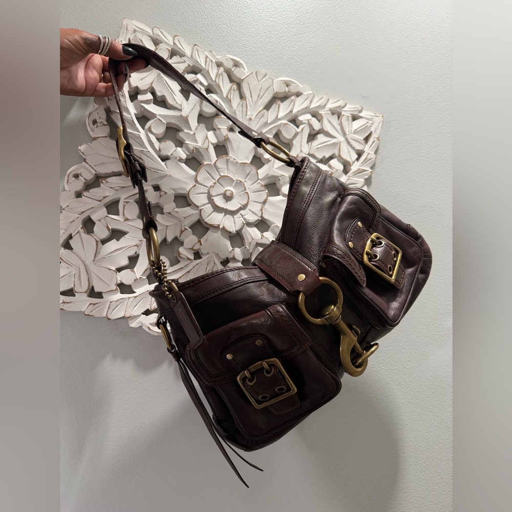 Coach legacy Mandy bag vintage big buckle brown leather shoulder bag